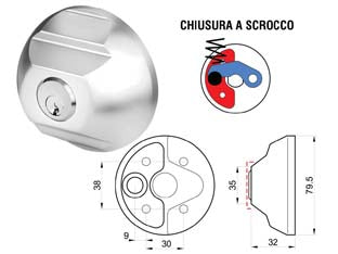 SERRATURA DI SICUREZZA PER FURGONI KA PZ.2 RIF70- - ø mm.79,5x32h. - 1 confezione DISEC
