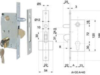 SERRATURE INFILARE PER CANCELLO A GANCIO CON PERNO  entrata mm.40 art.447/PB    IBFM