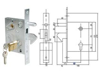 SERRATURA INFILARE PER CANCELLO A GANCIO SPORGENTE E PERNO 447  mm.60 (447)    IBFM
