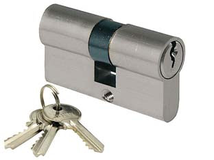 CILINDRO INFILARE SAGOMATO OTTONE CROMO SATINATO 2300- - mm.80 centrato (40+40) - 2 pezzi IBFM