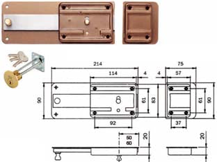 FERROGLIETTO CON CATENACCIO 6 MANDATE CON CILINDRO STACCATO 300- - mm.50 (300506) - 2 pezzi ISEO