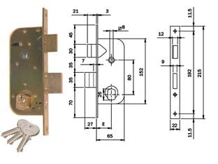 SERRATURA INFILARE PER CANCELLI CATENACCIO E SCR. SEPAR. C/QUADRO 620- - mm.35 (620350) - 2 pezzi ISEO