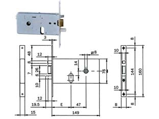 ELETTROSERRATURA DA INFILARE PER FASCE MM.76 H 550  mm.70, frontale mm.16 (5507010)    ISEO