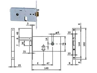 ELETTROSERRATURA DA INFILARE PER FASCE MM.76 H 551  mm.60, frontale mm.20 (5516020)    ISEO