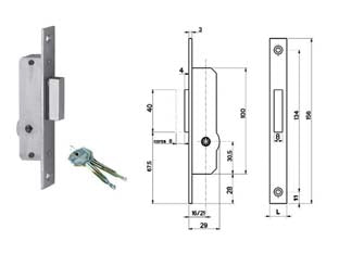 SERRATURA DA INFILARE PER MONTANTI SOLO CATENACCIO 9031416  mm.16 (9031416)    ISEO