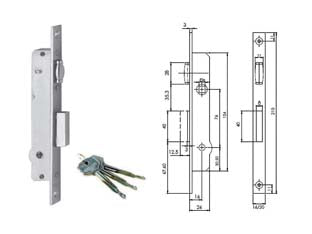 SERRATURA DA INFILARE PER MONTANTI CON CATENACCIO E RULLO 9021116- - mm.16 (90211116) - 2 pezzi ISEO