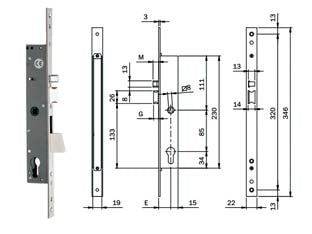 ELETTROSERRATURA INFILARE MONTANTI CON CATEN. QUADRO E SCROCCO 78180- - mm.30 (781802302) - 1 pezzi ISEO
