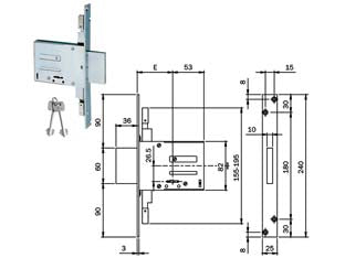 SERRATURE DA INFILARE DOPPIA MAPPA TRIPLICE 663301  mm.70 (663301704)    ISEO