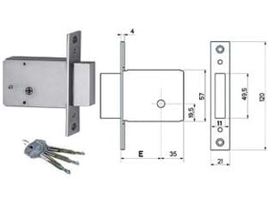SERRATURA DA INFILARE 15001  mm.40 (15010040)    ISEO