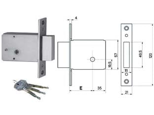 SERRATURA DA INFILARE 15001  mm.70 (15010070)    ISEO