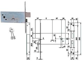 SERRATURA DA INFILARE DOPPIA MAPPA PER FASCE MM.82 H 981  mm.90 (981901BFZ)    ISEO