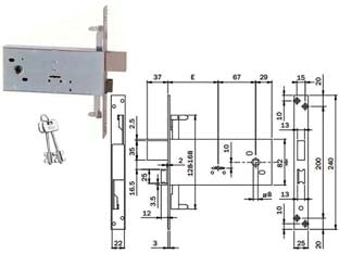 SERRATURA TRIPLICE DA INFILARE DOPPIA MAPPA PER FASCE MM.82 H 983  mm.90 (983901BFZ)    ISEO