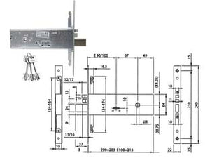 ELETTROSERRATURA TRIPLICE DA INFILARE PER FASCIA D/MAPPA MM.64 H 96391  mm.90 (963910902)    ISEO
