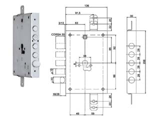 SERRATURA TRIPL. APPLICARE C/CATENACCIO+SCROCCO CIL.EUR. BLINDATE 668G  mm.63 (0066803280G04)    ISEO