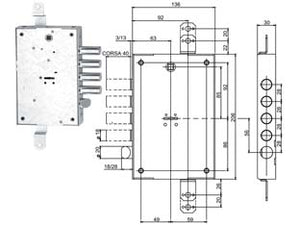 SERRATURA TRIPL. APPLICARE C/CATENACCIO+SCR. D.MAPPA BLINDATE 60801  mm.63 (60803280005)    ISEO