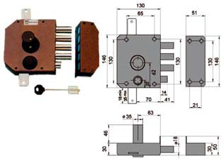 SERRATURA TRIPLICE DA APPLICARE CON SCROCCO DOPPIA MAPPA 20530  mm.60 DX (20530VDDMX)    MOTTURA