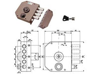 SERRATURA LATERALE DA APPLICARE CON SCROCCO A POMPA 30610  mm.60 DX cilindro ø mm.30 (30610VD60)    MOTTURA