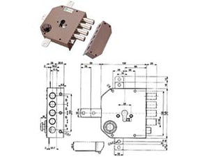 SERRATURA QUINTUPLICE DA APPLICARE CON SCROCCO CILINDRO EUROPEO 38650  mm.60 DX (38650VD00J)    MOTTURA