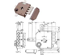 SERRATURA QUINTUPLICE DA APPLICARE CON SCROCCO CILINDRO EUROPEO 38650  mm.60 DX (38650VD00J)    MOTTURA