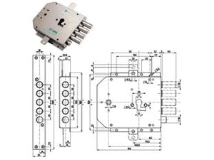 SERRATURA TRIPLICE APPLICARE CON SCROCCO CIL. EUROPEO BLINDATE 85555  mm.63 SX (85555S)    MOTTURA