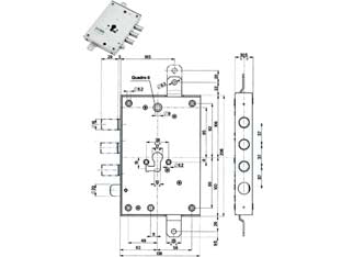 SERRATURA TRIPLICE APPLICARE CON SCROCCO CIL. EUR. BLINDATE 85571/37  mm.63 DX (85571D37N)    MOTTURA
