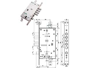 SERRATURA TRIPLICE INFILARE CON SCROCCO CIL.EU. + DM BLINDATE 54797/28  mm.63 DX (54797DL2836)    MOTTURA