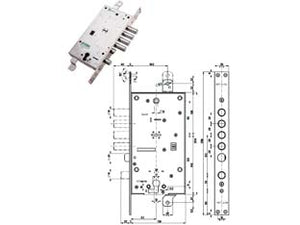SERRATURA TRIPLICE INFILARE CON SCROCCO CIL.EU. + DM BLINDATE 54797/28  mm.63 DX (54797DL2836)    MOTTURA