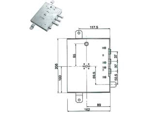 SERRATURA TRIPL. APPLICARE SCROCCO D/MAPPA BLIND. GARDESA 89R571GD/17  mm.89 DX (89R571GD/17  DX)    MOTTURA