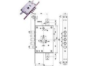 SERRATURA TRIPLICE INFILARE CON SCROCCO CIL. EUROPEO BLINDATE 85771/28  mm.63 DX (85771D28N)    MOTTURA