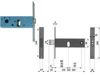 SERRATURA DA INFILARE PER FASCE CATENACCIO E SCROCCO MM.44 H  mm.80 interasse mm.67 (890) frontale mm.16    OMEC
