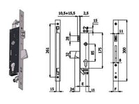 SERRATURA TRIPLICE INFIL. PER MONTANTI CATENACCIO E SCROCCO 1410S  mm.30 interasse mm.85 (1410S.30.25)    OMEC