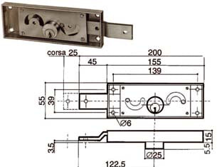 SERRATURA SERRANDA LATERALE CILINDRO FISSO TONDO  DX (6411.000)    PREFER