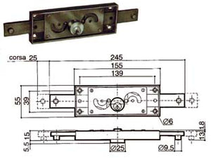 SERRATURA SERRANDA CENTRALE CILINDRO FISSO TONDO 6211  (6211.000)    PREFER