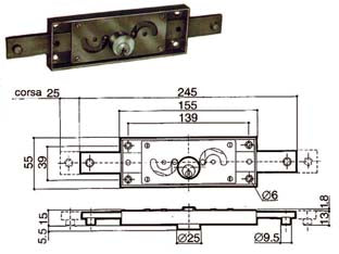 SERRATURA SERRANDA CENTRALE CILINDRO FISSO TONDO 6211  (6211.000)    PREFER