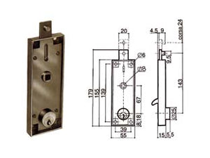 SERRATURA SERRANDA BASCULANTE CILINDRO FISSO TONDO 6551    PREFER