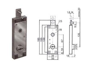 SERRATURA SERRANDA BASCULANTE CILINDRO FISSO TONDO DOPPIA MAPPA 8651  (8651.000)    PREFER
