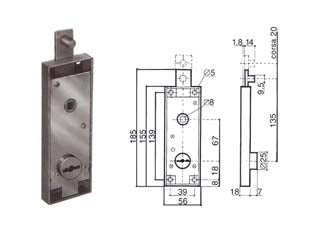 SERRATURA SERRANDA BASCULANTE CILINDRO FISSO TONDO DOPPIA MAPPA 8651  (8651.000)    PREFER
