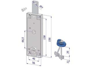 SERRATURA PER BASCULANTE DOPPIA MAPPA 2240  (2240XZB2008AB2)    SECUREMME