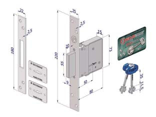 SERRATURA INFILARE A DOPPIA MAPPA 2001  mm.50 (2001XZB5025A32)    SECUREMME