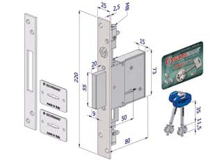 SERRATURA TRIPLICE DA INFILARE DOPPIA MAPPA 2003  mm.70 (2003XZB7025A32)    SECUREMME