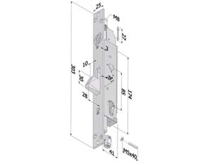 SERRATURA TRIPLICE EXTENSION PROFILO EUROPEO PER PERSIANE 2153  mm.25 (2153XZB2525)    SECUREMME
