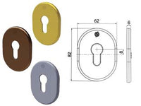 MOSTRINA INTERNA/ESTERNA CILINDRO EUROPEO SERIE T- - mm.62X82X6 ottone lucido (4302KOL) - 5 pezzi SECUREMME