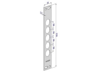 CONTROPIASTRA P/SERRATURE PORTE BLINDATE IN ACCIAIO INOX INT.28 CP2500  (CP2500XAI28)    SECUREMME