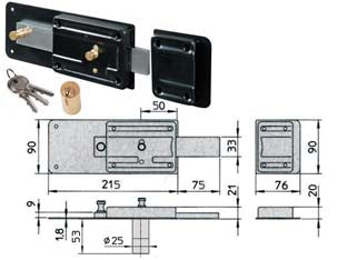 FERROGLIETTO APPLICARE CON CATENACCIO 6 MANDATE CILINDRO FISSO  mm.50 (1.7832/714)    VIRO