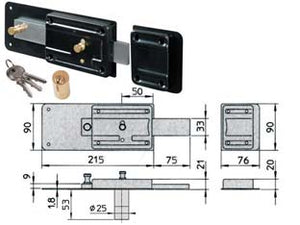 FERROGLIETTO APPLICARE CON CATENACCIO 6 MANDATE CILINDRO FISSO  mm.60 (1.7833/714)    VIRO