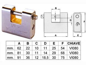 LUCCHETTO CORAZZATO A UNA BOCCA FAI BY VIRO- - mm.62 (art.4015) - 1 pezzi VIRO