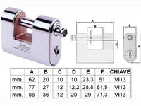 LUCCHETTO CORAZZATO A UNA BOCCA PANZER  mm.86 (art.4117)    VIRO