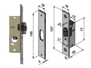 SERRATURA DA INFILARE PER MONTANTI SOLO RULLO 114  mm.15 (11415010)    WELKA