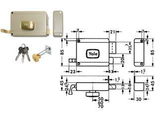 SERRATURA DA PORTONCINO CON POMOLO INTERNO CATENACCIO E SCROCCO 6200  mm.70 SX (Y62000702)    YALE