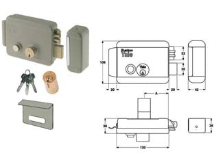 ELETTROSERRATURA PER CANCELLI CON CATENACCIO PULSANTE E TETTO 6888  mm.70 DX (Y68880701)    YALE